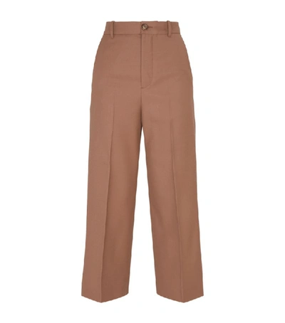 Moncler Cropped Virgin Wool Chinos In Neutrals