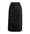 ALEXANDER MCQUEEN ALEXANDER MCQUEEN CONTRAST-STITCH DENIM MIDI SKIRT,15292337