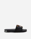 DOLCE & GABBANA RUBBER BEACHWEAR SLIDERS WITH STYLIST PATCHES