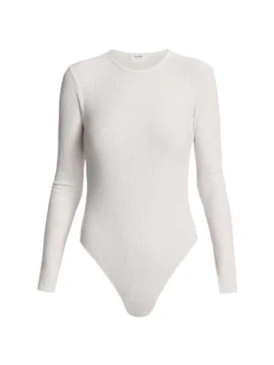 Re/done Women's '60s Long-sleeve Rib-knit Bodysuit In White