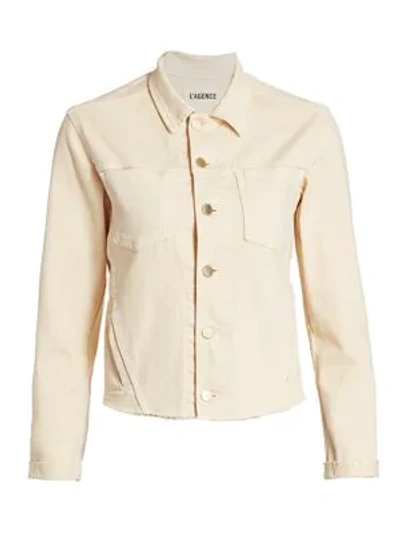 L Agence Janelle Slim Trucker Jacket In Coconut Coco