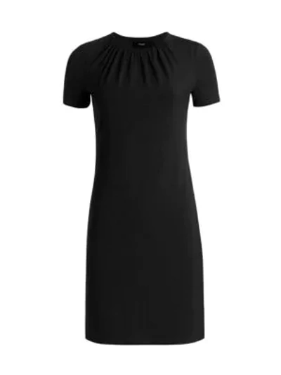 Theory Ruched Sleeve T-shirt Dress In Black