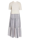 Agnona X Lemlem Cotton & Cashmere Layered Midi Dress In Ivory