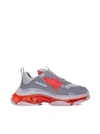 Balenciaga Mens Triple S Leather And Mesh Trainers In Grey Red