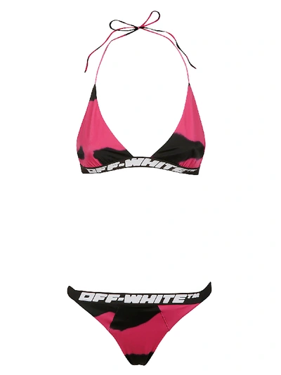 Off-white Tiger Dye Triangle Bikini In Fuchsia