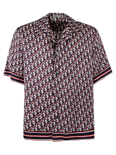 Dior Initial All-over Print Polo Shirt In White/multicolor