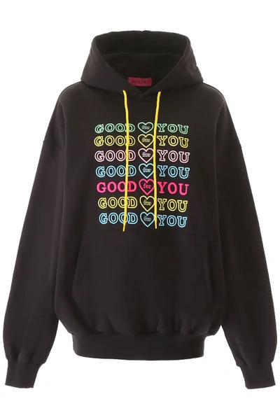Ireneisgood Good For You Embroidered Cotton Hoodie In Black