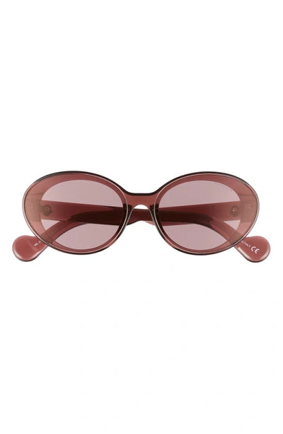 Moncler 60mm Oval Sunglasses In Burgundy/ Pink W/ Gold