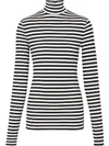 Burberry Striped Crepe Jersey Turtleneck Top In Black