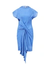 NINA RICCI PLEATED COTTON-SILK DRESS BLUE,98660A12-E3AD-415E-3C31-552CD75E8237