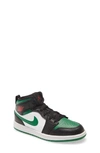 Jordan Kids' 1 Mid' Sneaker In Black/ Pine Green/ White/ Red