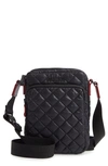 Mz Wallace Womens Black Rec Metro Quilted Nylon Cross-body Bag