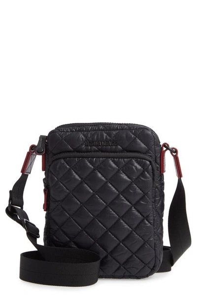 Mz Wallace Womens Black Rec Metro Quilted Nylon Cross-body Bag