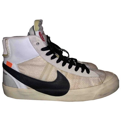 Pre-owned Nike X Off-white Blazer Mid Leather High Trainers In Beige