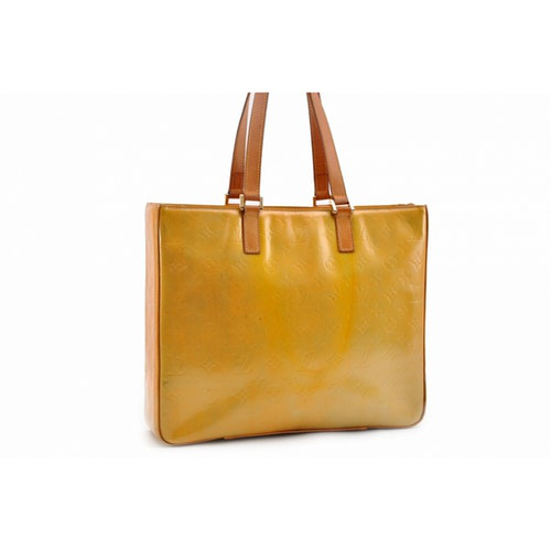 Pre-Owned Louis Vuitton Houston Yellow Patent Leather Handbag | ModeSens