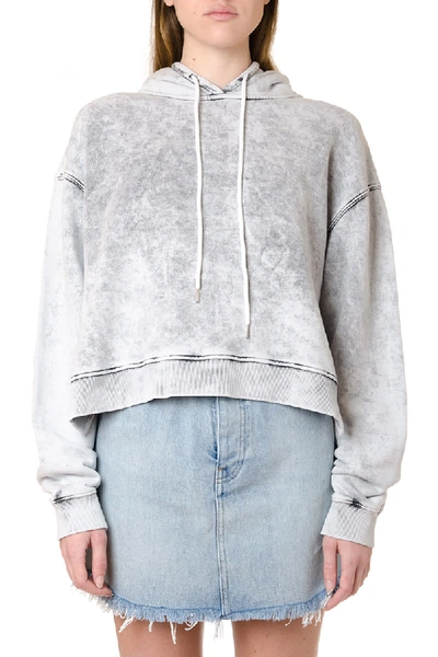 Stella Mccartney Cropped Grey Acid Wash Hoodie