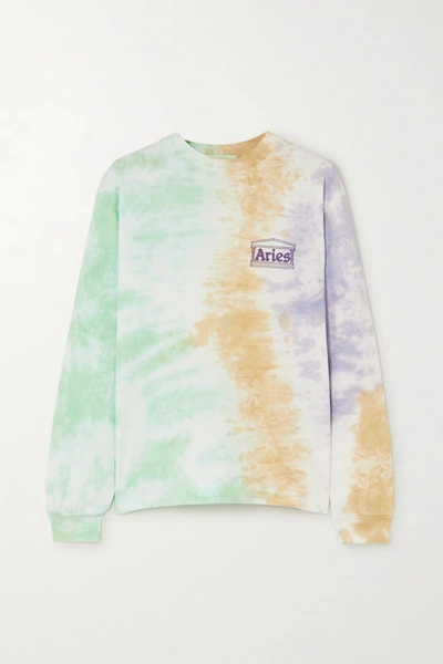 Aries Printed Tie-dyed Cotton-jersey Top In Green