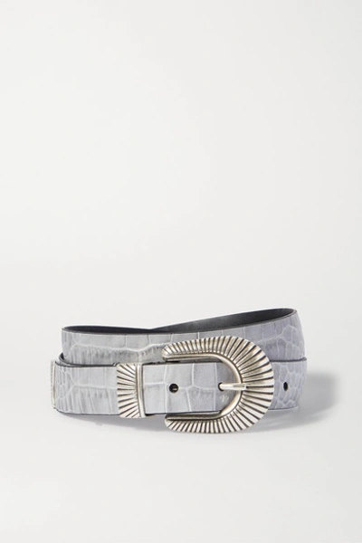 Anderson's Croc-effect Leather Belt In Grey