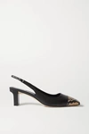 AEYDE DREW SNAKE-EFFECT AND SMOOTH LEATHER SLINGBACK PUMPS