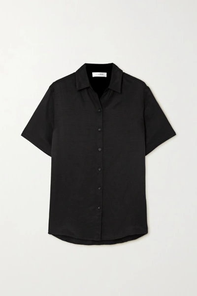 Anine Bing Burni Short Sleeve Button-up Shirt In Black