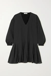 Anine Bing Peyton Cotton-poplin Mini Dress In Black