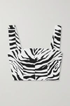 DOLCE & GABBANA CROPPED ZEBRA-PRINT COTTON-BLEND TOP