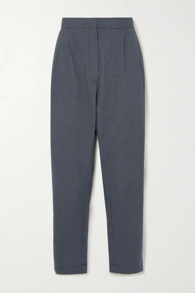 Matin Pleated Checked Cotton-poplin Pants In Black