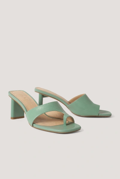 Na-kd Toe Strap Mules - Green In Pastel Green