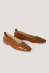 NA-KD SQUARED TOE BALLERINAS - BROWN