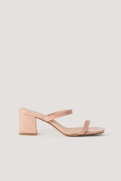 Na-kd Croc Squared Strap Sandals - Pink In Dusty Pink
