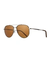 Ferragamo Men's Timeless Polarized Aviator Sunglasses, 58mm In Black Dark Ruthenium/brown