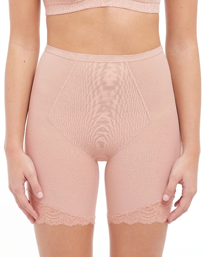 Spanx Spotlight On Lace Mid-thigh Shaping Short In Foundation