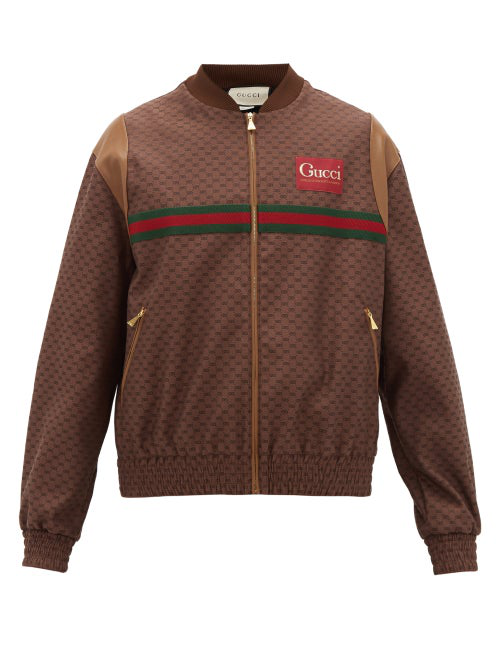 Gucci Gg-jacquard Canvas Bomber Jacket In Brown | ModeSens
