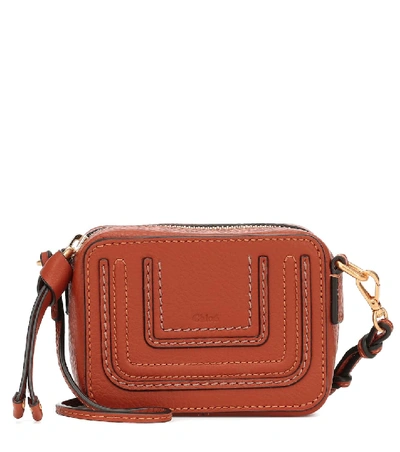 Chloé Marcie Mini Leather Crossbody Bag In Brown