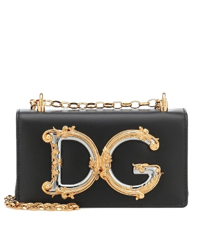 Dolce & Gabbana Dg Girls Small Leather Shoulder Bag In Black