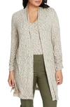 Chaus Jaspé Ribbed Belted Long Cardigan In Exotic Palm