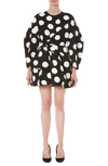 Carolina Herrera Polka Dot Bow-embellished Cotton Mini Dress In Black/ White