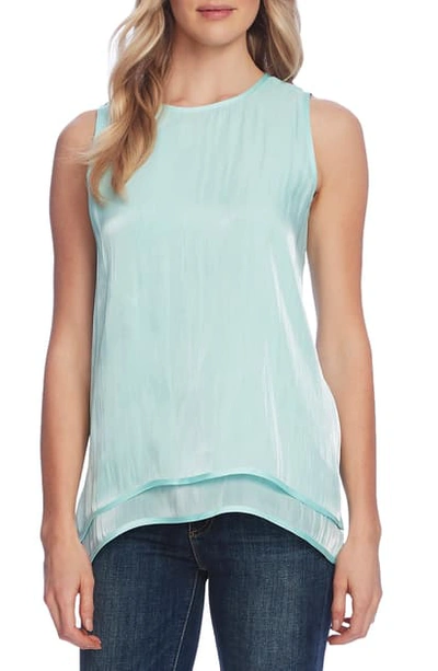 Vince Camuto Double Layer Sleeveless Top In Aqua Ice