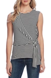 VINCE CAMUTO VIBRATION STRIPE TIE FRONT SLEEVELESS TOP,9120631
