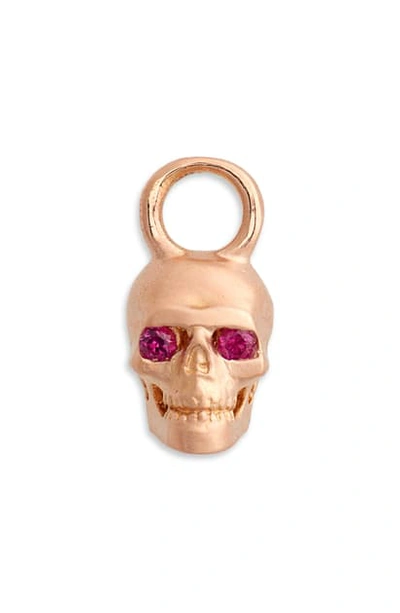 Maria Tash Skull Charm With Ruby Eyes In Rose Gold