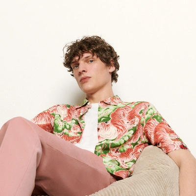 Sandro Short-sleeved Printed Shirt In Pink