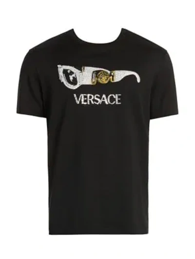 Versace Biggie Sunglasses Graphic T-shirt In Nero