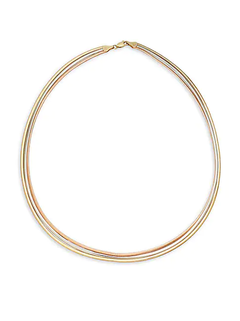 Saks Fifth Avenue 14k White, Yellow & Rose Gold Triple Strand Necklace | ModeSens