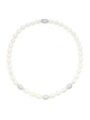 ADRIANA ORSINI 10MM OVAL FRESHWATER PEARL & CRYSTAL COLLAR NECKLACE/19",0400010392377