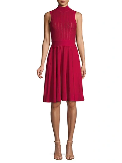 Herve Leger Sleeveless Highneck Knit Dress In Rogue