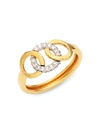 GURHAN 24K YELLOW GOLD, 18K WHITE GOLD & PAV&EACUTE; DIAMOND INTERLOCKING RING,0400012377593
