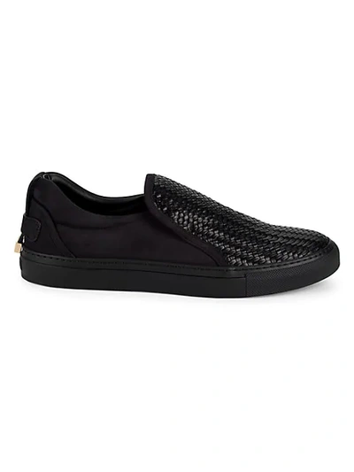 Buscemi Leather Suede Weave Slip-on Sneakers In Black
