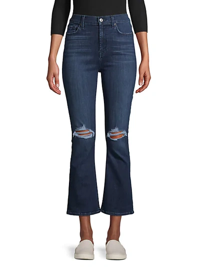 7 For All Mankind High-rise Destroyed Kick Flare Jeans In Blue