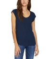 Sanctuary Alma Scoop Neck Slub Linen T-shirt In Navy Vibration