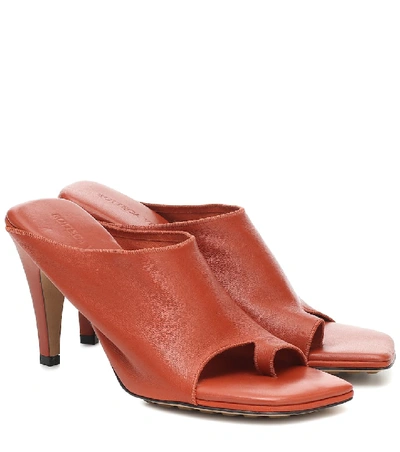 Bottega Veneta Open-toe Leather Heeled Mules In Red